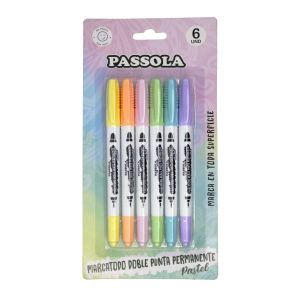 MARC. PASSOLA PERM PASTEL DOBLE PUNTA (FINO + ULTRAFINO) X 6 COL E/BLISTER